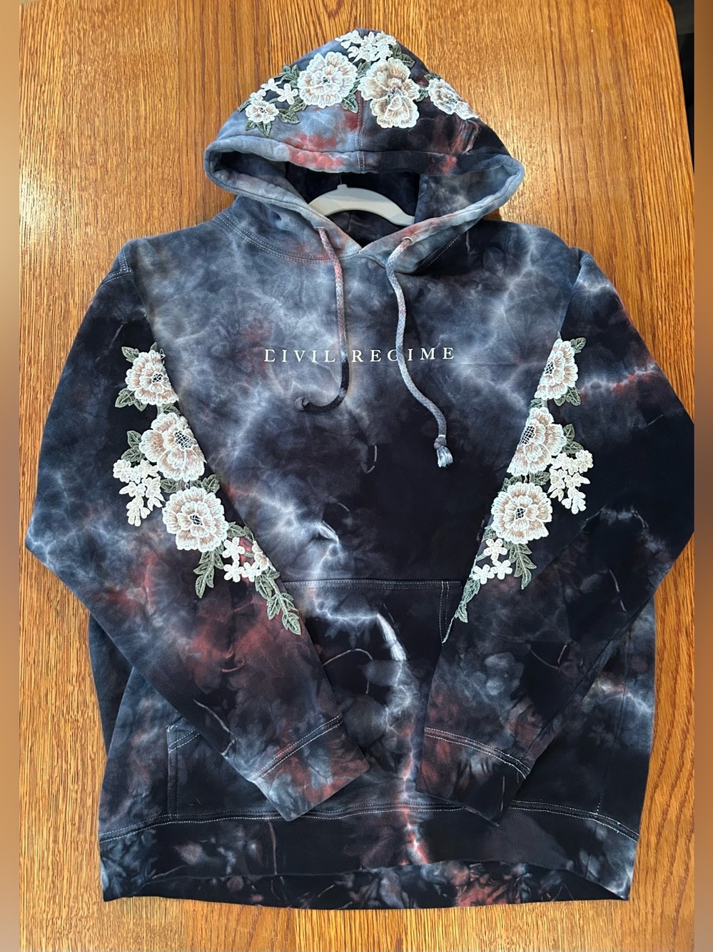 Civil Regime Floral Embroidered Tie-Dye Hoodie – Size M